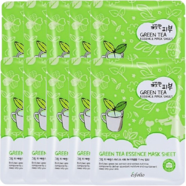 esfolio - Pure Skin Essence Mask Sheet - 25ml*1pc - Green Tea (10ea) Set