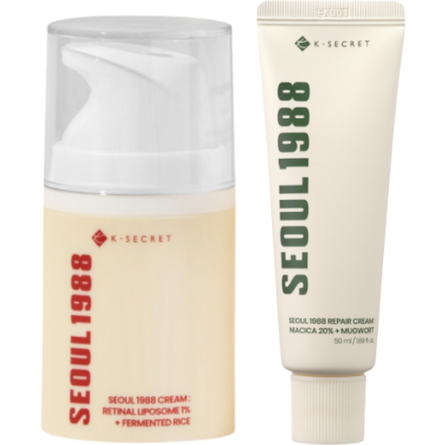 KSECRET - SEOUL 1988 Cream : Retinal Liposome 1% + Fermented Rice - 50ml (1ea) & SEOUL 1988 Repair Cream : Niacica 20% +...