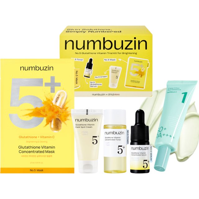 numbuzin - No.5+ Glutathione Vitamin Trial Kit for Brightening (Stylevana Exclusive) - 1 Set (4 Items) & No.1 Clear Filter Sun