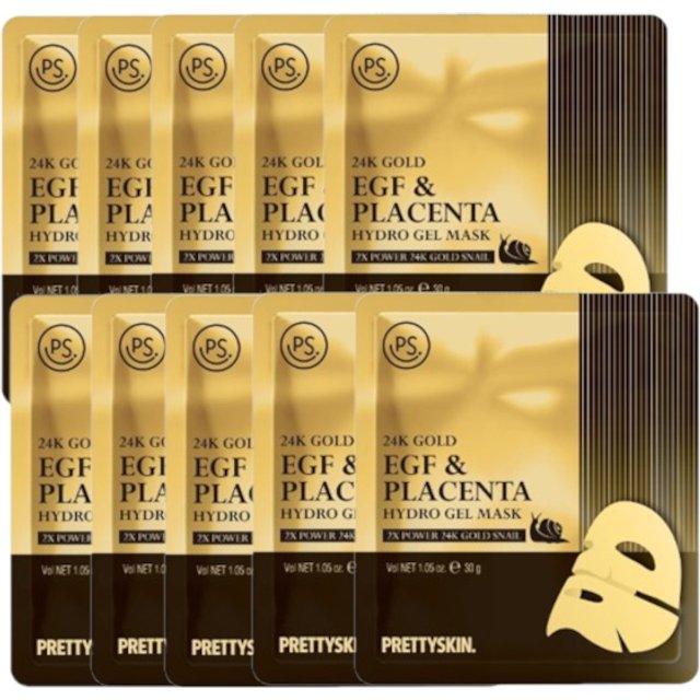 PRETTYSKIN - 24K Gold EGF & Placenta Hydro Gel Mask - 10pcs Set
