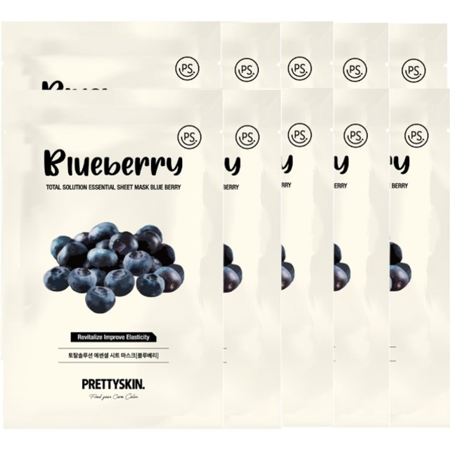 PRETTYSKIN - Total Solution Essential Sheet Mask - 1pc - Blueberry (10ea) Set