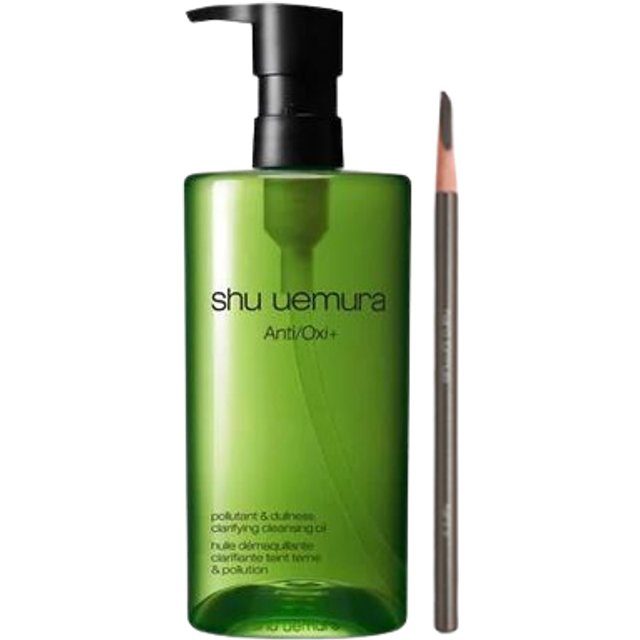 Shu Uemura Hero Set C (Anti/Oxi+ Pollutant & Dullness Clarifying Cleansing Oil 450ml & H9 Hard Formula Eyebrow Pencil - 02...