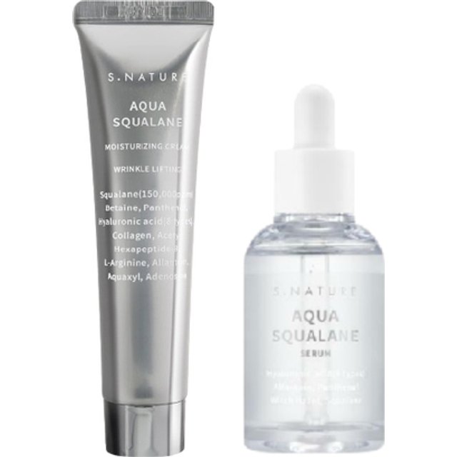 S.NATURE - Aqua Squalane Serum - 50ml + Aqua Squalane Moisturizing Cream - 80ml Set
