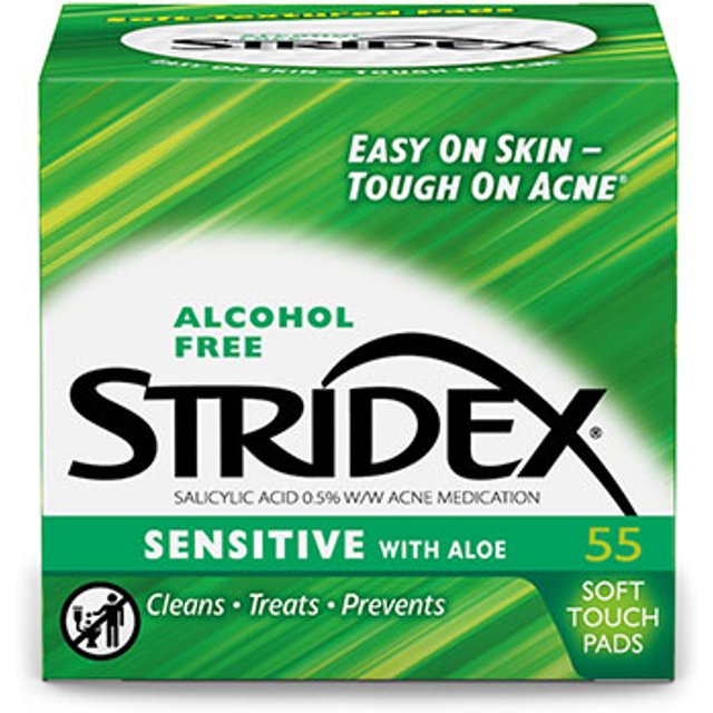 STRIDEX - Alcohol Free Sensitive Pads With Aloe GREEN - 55pcs