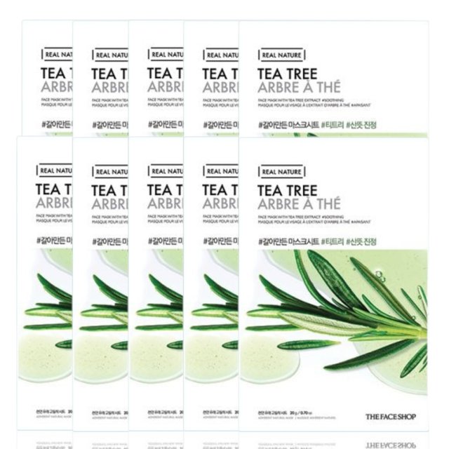 THE FACE SHOP - Real Nature Face Mask - Tea Tree - 1pc (10ea) Set