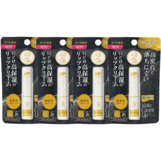 Rohto Mentholatum - Premium Melty Cream Lip Balm SPF 26 PA+++ - 2.4g - Fragrance Free (4ea) Set