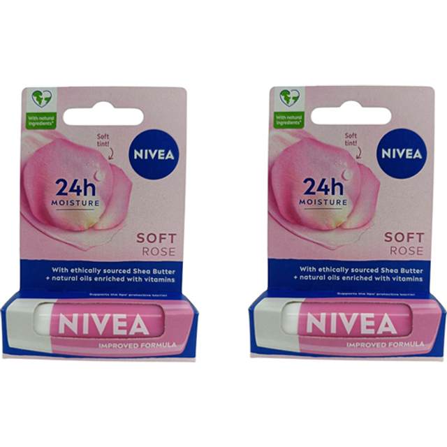 NIVEA - Soft Rose Caring Lip Blam - 4.8g Duo Set