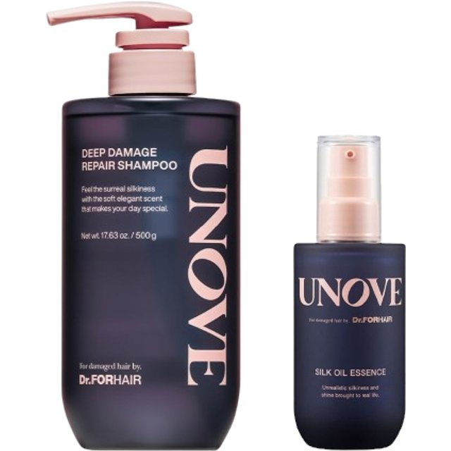 Dr. FORHAIR - UNOVE Deep Damage Repair Shampoo - 500g + Silk Oil Essence - 70ml Set