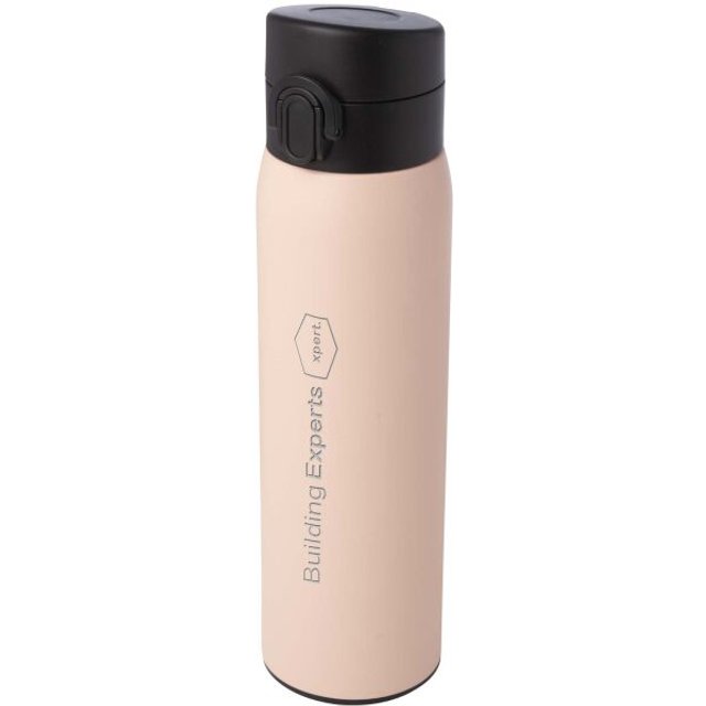 Mitarbeitergeschenk Trinkflasche Sika – pale blush pink – 48h Express-Logodruck 450ml RCS-Edelstahl vakuumisoliert, nachhaltiges Mehrweggefäß