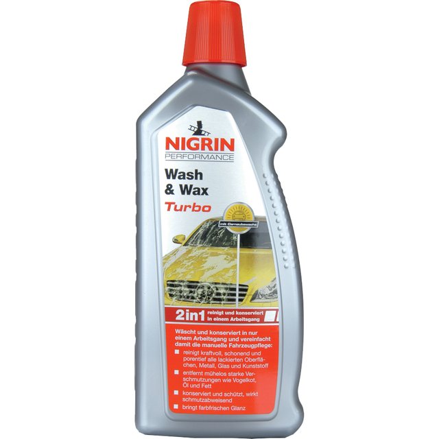 NIGRIN Performance Wash & Wax Turbo Auto-Shampoo, 1 Liter