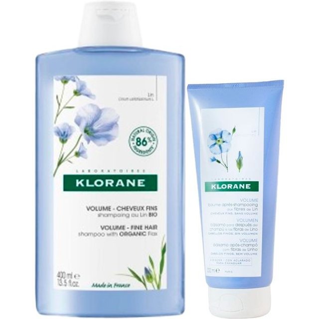 Klorane Rutina Volumen Champú Lino 400ml + Acondicionador Lino 200ml
