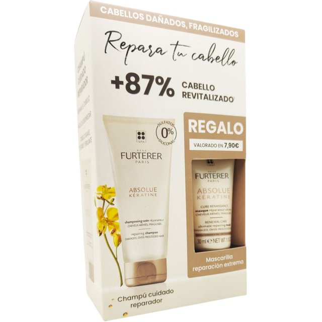 René Furterer Absolue Keratina Champú reparador 200ml + Mascarilla Reparadora 30ml