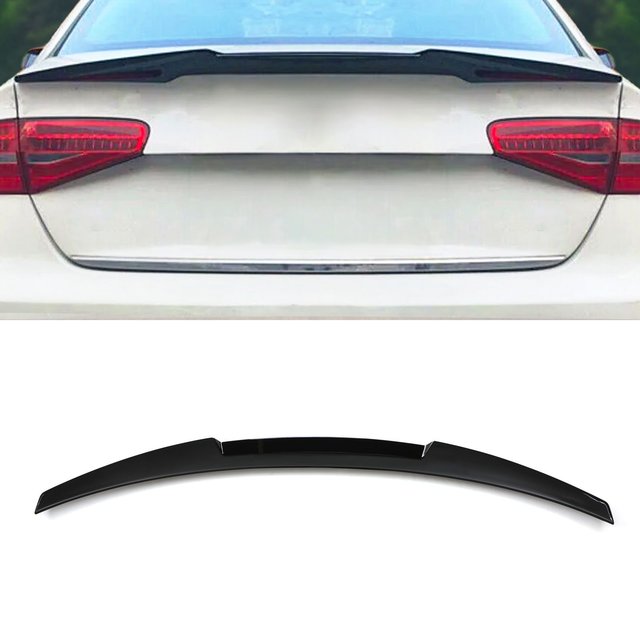 Rear M4 Style Spoiler Lip Gloss Black - Audi A4 B8 13-16