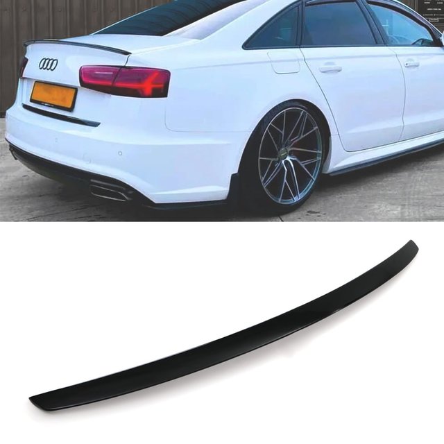 S3 Style Rear Boot Spoiler Lip Gloss Black - Audi A6 C7 12-17