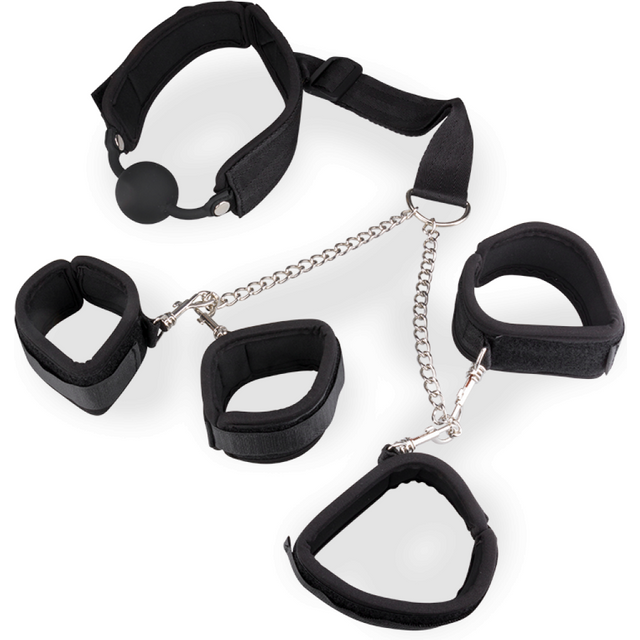 Contraintes BDSM poignets et chevilles avec gag-ball