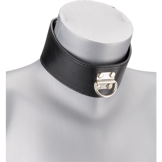 Collier cuir BDSM et laisse chaine avec cadenas