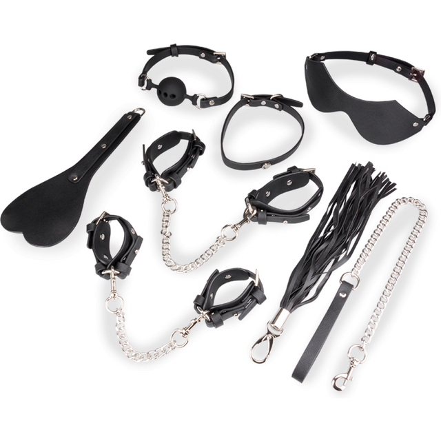 Kit bondage BDSM 8 pièces cuir végan