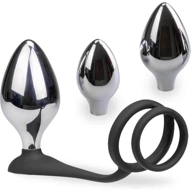 Bijou anal double anneau cockring avec 3 plugs