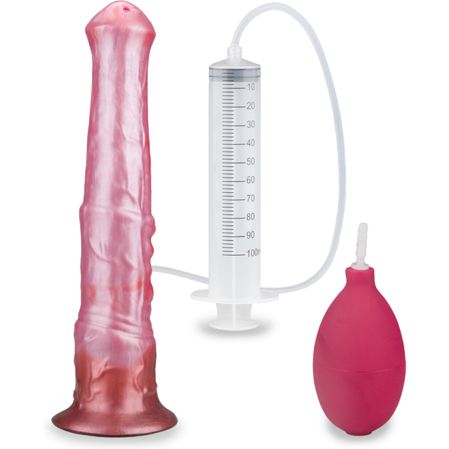Gode godemichet éjaculateur en silicone avec ventouse cheval gode vaginal ou anal homme ou femme - Rose