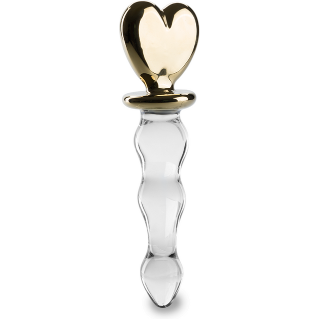Gode godemichet en verre Golden Heart gode vaginal ou anal homme ou femme -