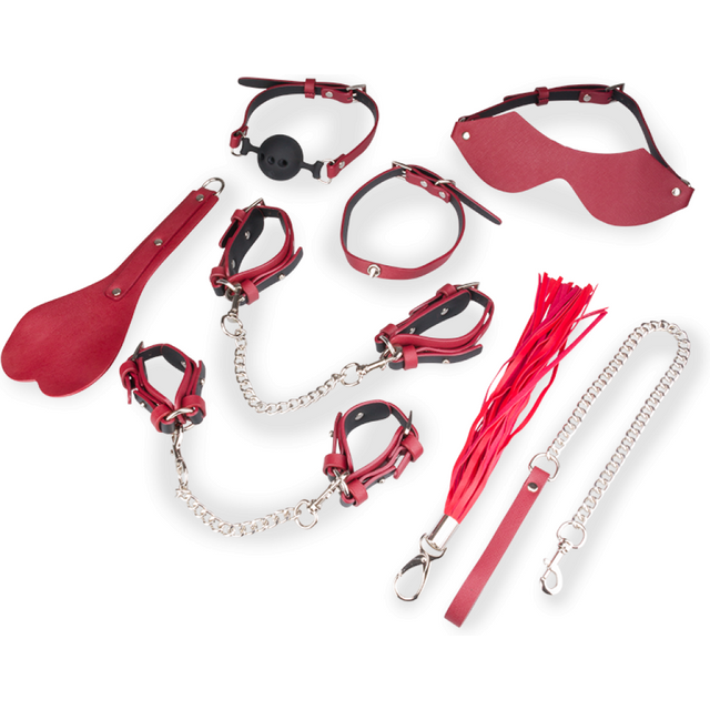 Kit bondage BDSM 8 pièces cuir végan