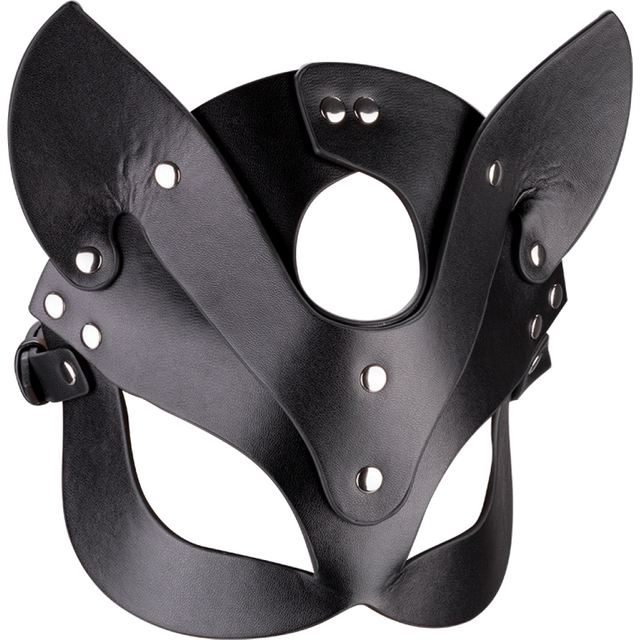 Masque de chat en similicuir et rivets métal