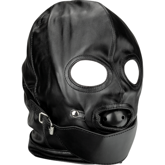 Cagoule BDSM avec gag ball et cache bouche