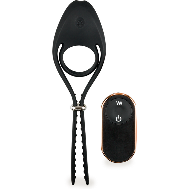 Double anneau vibrant réglable et télécommandé PulseRing - Cockring penien pour homme et couple - Noir