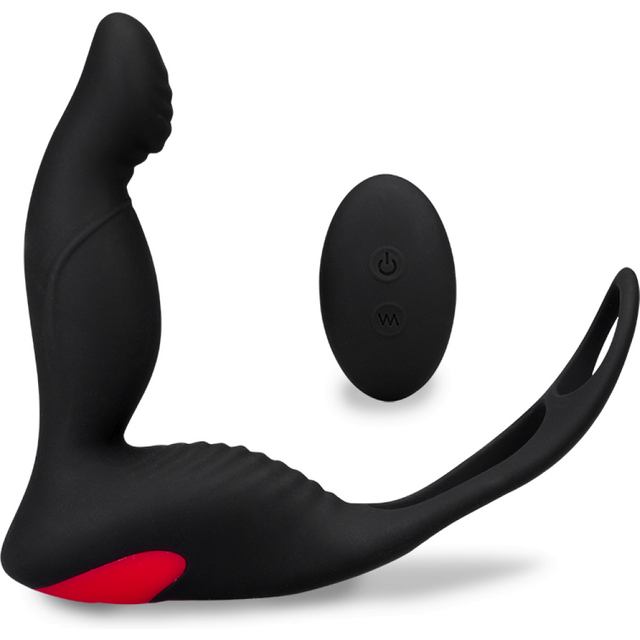 Vibromasseur sex toy homme gode anal Stimulateur de prostate et double cockring Delight - Noir