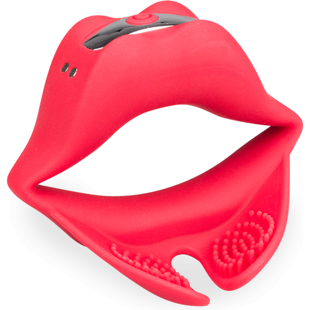 Anneau pénis ring vibrant masseur de testicules Red Lips - Cockring penien pour homme et couple - Rouge
