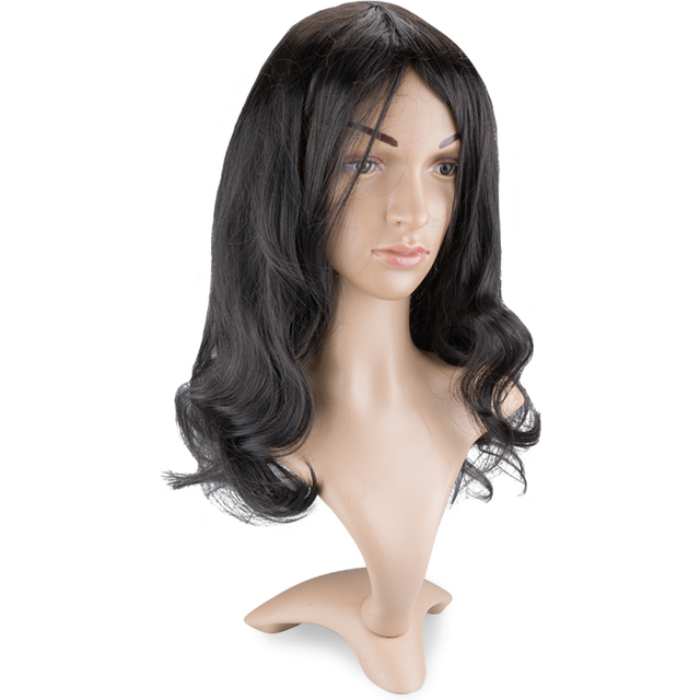 Perruque cheveux bruns mi-longs et ondulés