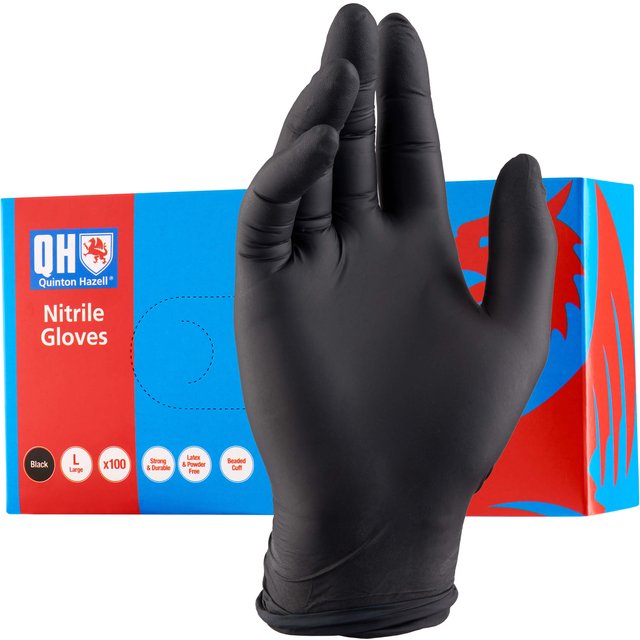 Quinton Hazell Black Nitrile Disposable Gloves Large (100 Pack)