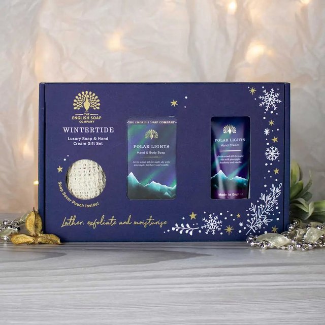 Wintertide Polar Lights Luxury Soap and Hand Cream Gift Set The English Soap Company
