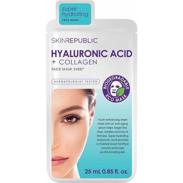 Skin Republic Hyaluronic Acid and Collagen Sheet Mask (25ml)