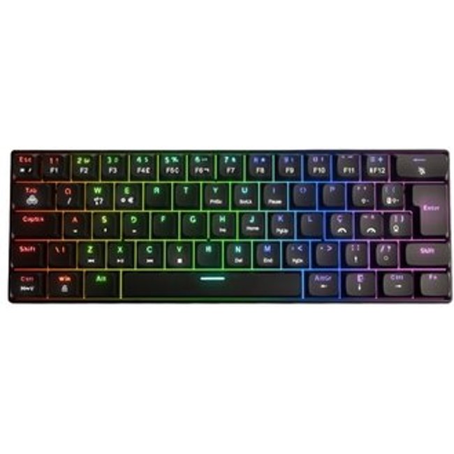 Teclado Mecânico Gamer Husky Prince, 60%, RGB Ampliado, Switch Huano Red, HotSwap, ABNT, Preto - HTG100PTVR
