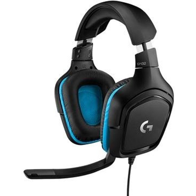Headset Gamer Logitech G432 7.1 Dolby Surround para PC, PlayStation, Xbox e Nintendo Switch, Preto/Azul - 981-000769