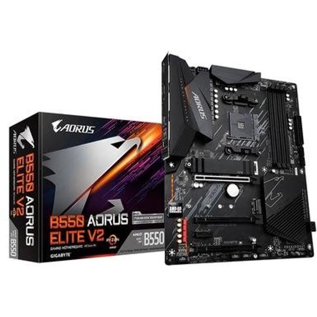 Placa-Mãe Aorus B550 Elite V2, AMD B550, Rev. 1.0, ATX, DDR4, Preto - B550 AORUS ELITE V2