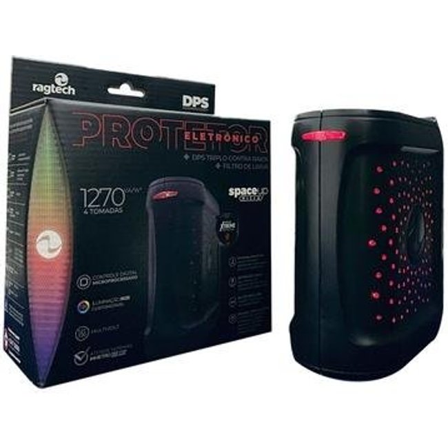 Dispositivo Protetor Contra Surtos Ragtech, DPS Space Up Nitro, Classe III, Microprocessado, 4 Tomadas, STD, RGB - 4790