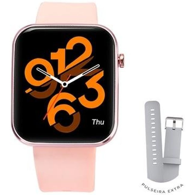 SmartWatch Kabum smart 500, Rosé, Pulseira Extra Cinza, Compatível IoT Tuya - KBSAC007
