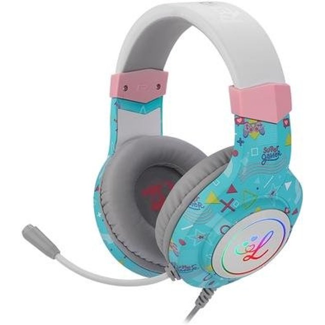 Headset Gamer Redragon Luluca Hylas, RGB, Drivers 50mm, P3, USB, Cinza e Azul - L260RGB