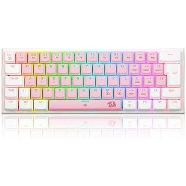 Teclado Mecânico Gamer Redragon Anivia, RGB, Switch Blue, Wired, ABNT2, Rosa e Branco - K614PW-RGB (PT-BLUE)