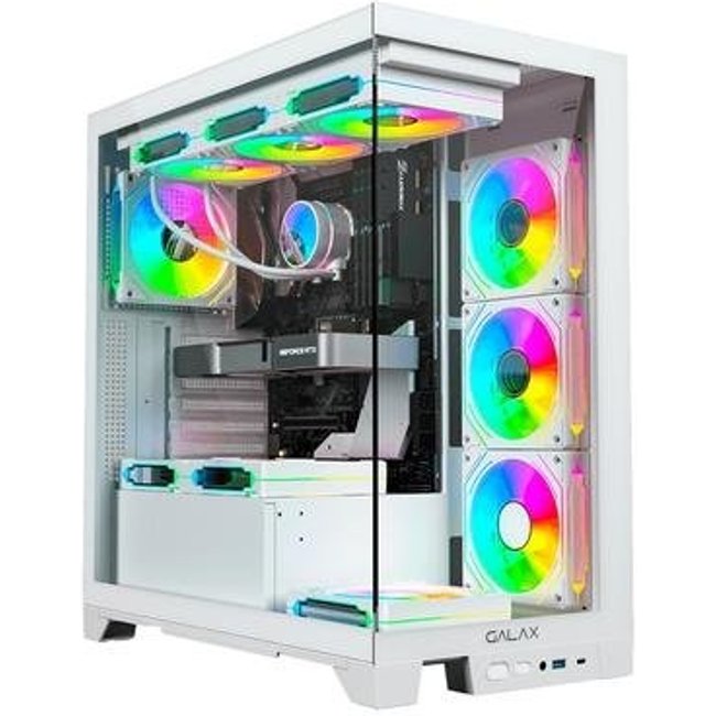 Gabinete Galax Alpha White, Mid Tower, ATX, Frontal de Vidro, Sem FANs, Branco - GLX-ALPHAW-2070