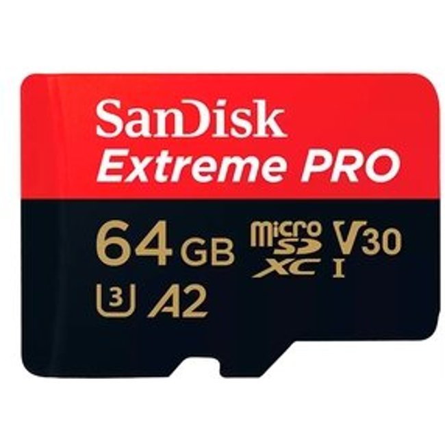 Cartão Micro SD SanDisk Extreme Pro 64GB, UHS-I, Com Adaptador 200MB/s Leitura e 90MB/s Gravação - SDSQXCU-064G-GN6MA