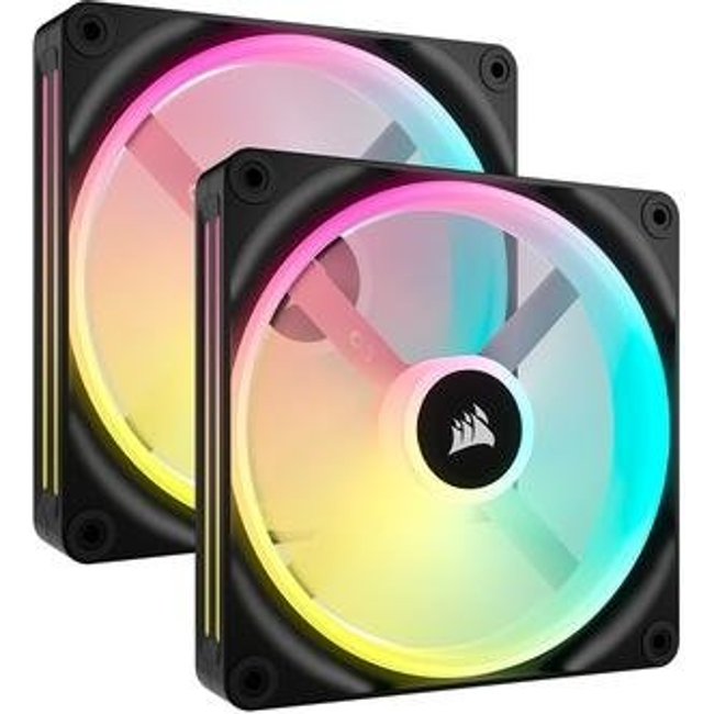 Kit Com 2 Ventoinhas Corsair iCUE LINK QX140, 140mm, RGB, Preto - CO-9051004-WW