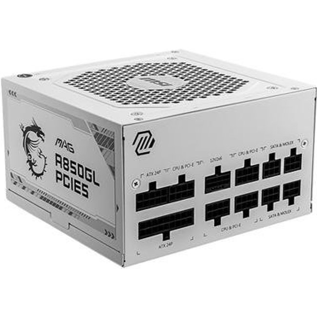 Fonte MSI MAG A850GL, 850W, 80 Plus Gold, Modular, PFC Ativo, Branco - MAG A850GL PCIE5 WHITE