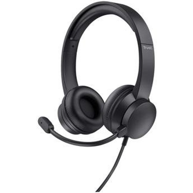Headset Trust Ayda, Microfone Rebatível, Design Leve, Para PC, Conexão USB, Preto - 25088