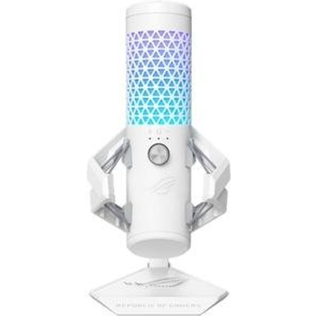 Microfone Gamer de Mesa ASUS ROG Carnyx, RGB, USB, PC e Mac, Anti-vibração, Branco - 90YH03Z0-BAUA10