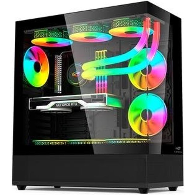 Gabinete Gamer C3-Tech Aquarius MT-G850BK, Mid Tower ATX, Lateral e Frontal em Vidro Temperado, Preto - MT-G850BK