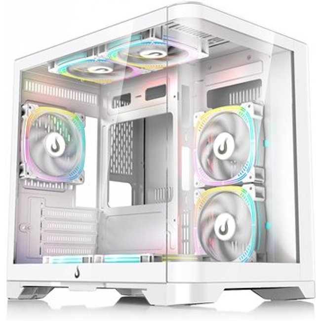 Gabinete Gamer Rise Mode Glass Curvo, M-ATX, Lateral e Frente em Vidro Temperado, Branco - RM-GA-GC-FW