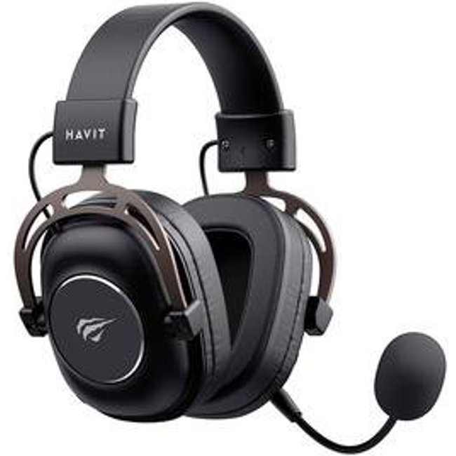 Headset Gamer Profissional Sem Fio Havit H2002YG, Driver 50mm, Wireless, USB-C e 3.5mm, Preto